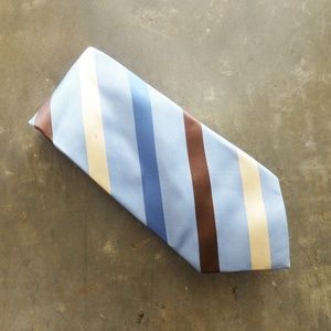 Geoffrey Beene Silk Tie Blue, Cream, Brown Stripes